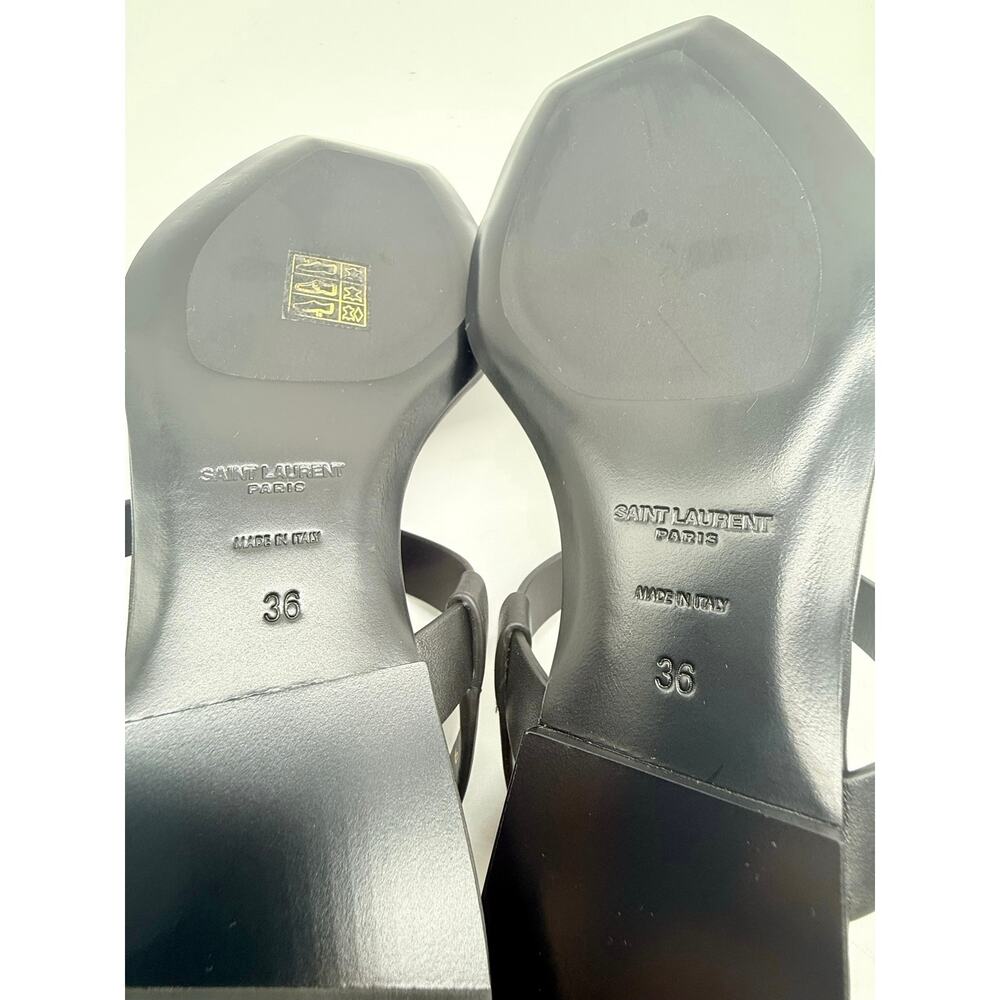 Saint Laurent Cassandra black leather flat sandal SZ: 36 - Picture 7 of 10